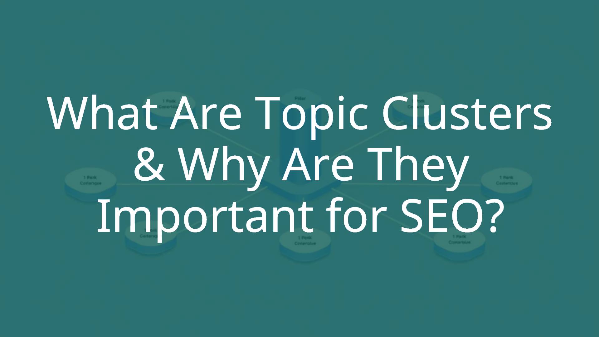 A 3D flowchart showing a central 'pillar' node connected to multiple smaller 'cluster' nodes, digital style, clean and modern, representing SEO topic clusters.