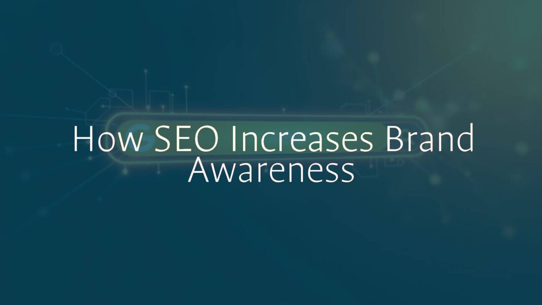 A glowing digital search bar with a brand logo appearing at the top of search results, surrounded by abstract digital connections and light rays, modern and sleek design.