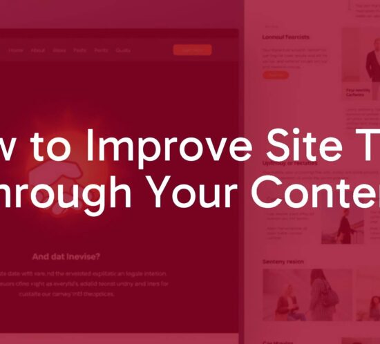 A modern website interface with a handshake icon, glowing trust badge, and professional content layout, clean and professional design, warm colors.