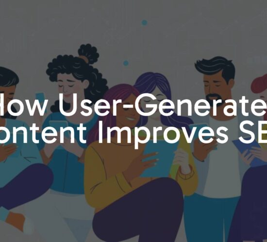 A digital illustration of diverse people posting content on social media, with SEO keywords and graphs in the background, modern and vibrant style.