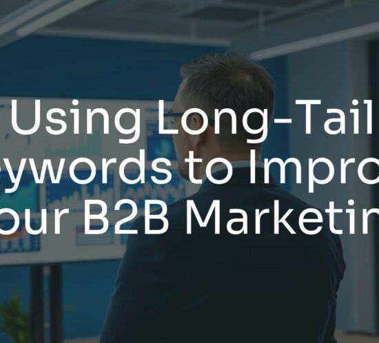 Business professional analyzing long-tail keyword data on a digital dashboard, modern office setting, futuristic blue and white tones, realistic style.