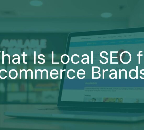 A digital storefront with a glowing 'Open Now' sign, showing an ecommerce website on a laptop screen, with a map pin marking the local area, modern and clean style.