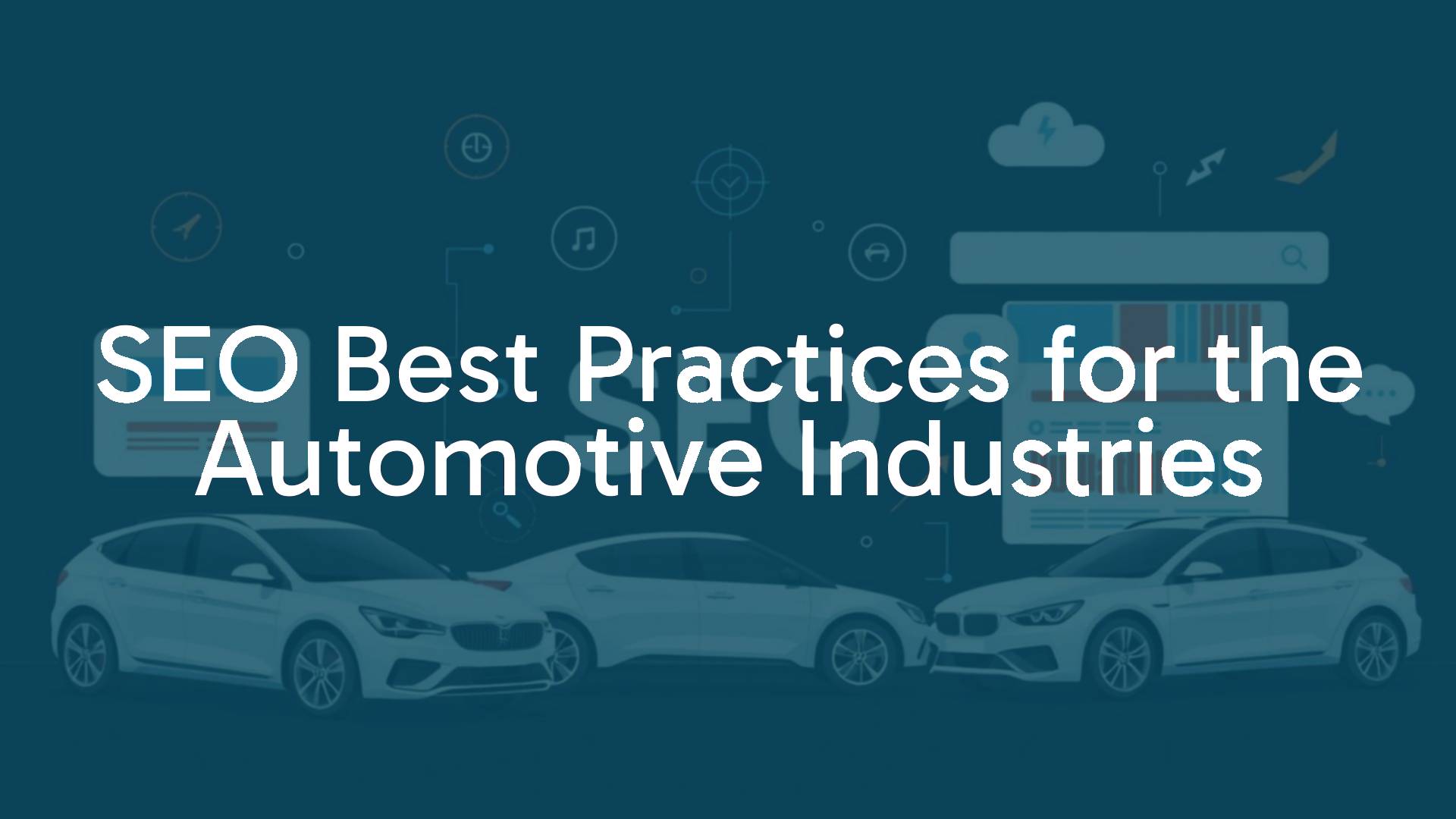 Digital marketing strategy for automotive industry, SEO concepts visualized with cars and search engine elements, modern and professional style.