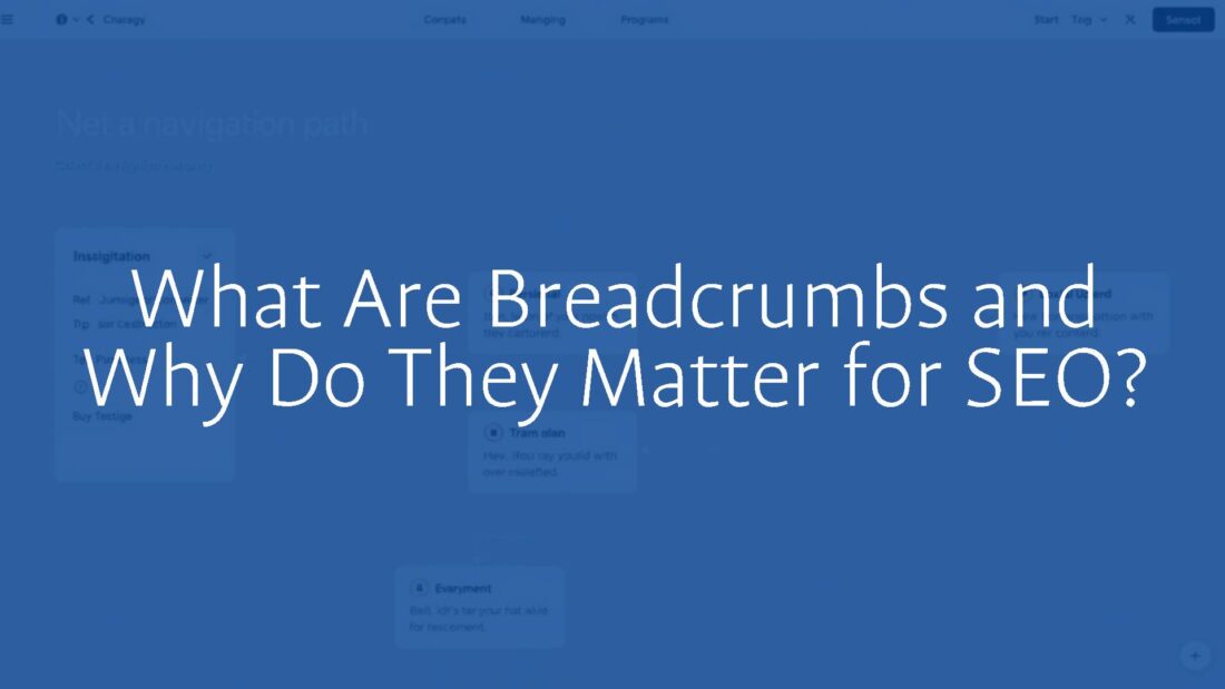 Digital breadcrumb trail on a website, minimalist UI design, clean and modern, focused on navigation and SEO.