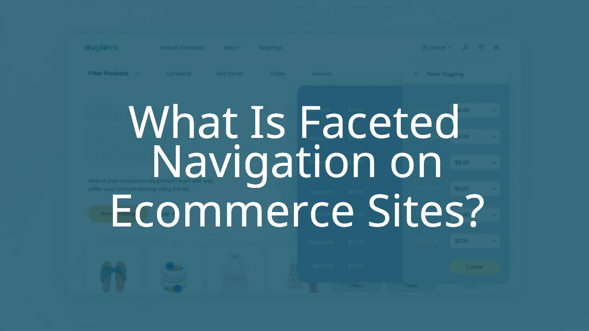 Ecommerce website interface with faceted navigation sidebar, showing filters for size, color, and price, modern design, digital illustration.