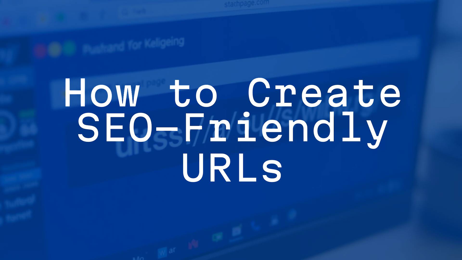 SEO-friendly URL structure on a computer screen, showing a clean, short URL with hyphens separating keywords, modern web design, digital marketing concept, realistic style.
